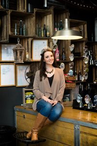 Corporate Portrait with Miss Worcestershire at Sadler Brewery.